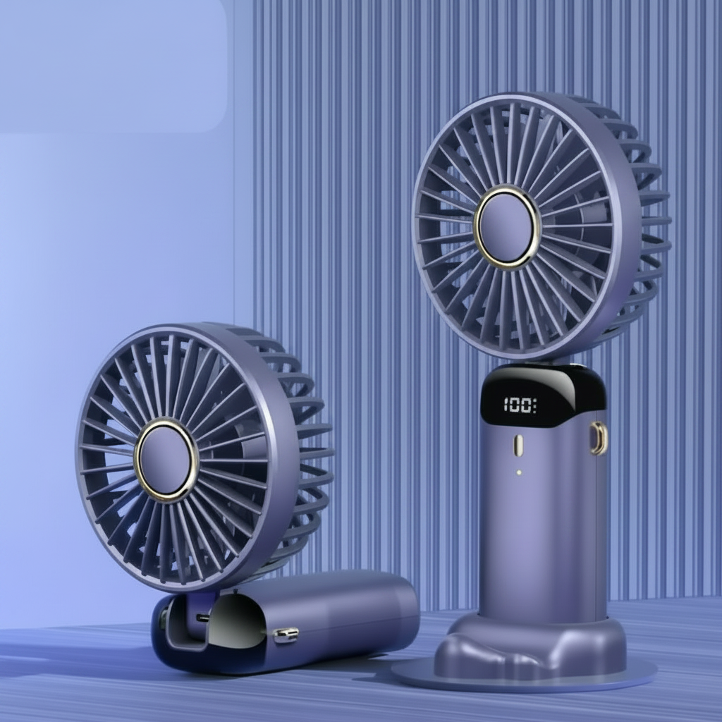 Portable Handheld Mini Fan Foldable with Neck Hanging & 5 Speeds