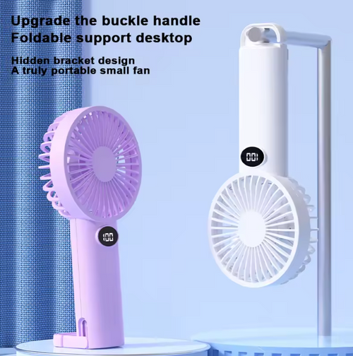 Portable handheld fan with LCD display and 6-speed wind power