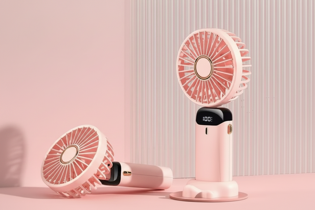 Portable Handheld Mini Fan Foldable with Neck Hanging & 5 Speeds