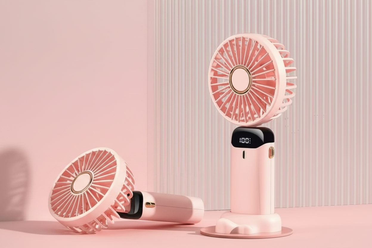 Portable Handheld Mini Fan Foldable with Neck Hanging & 5 Speeds