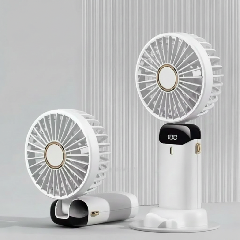 Portable Handheld Mini Fan Foldable with Neck Hanging & 5 Speeds