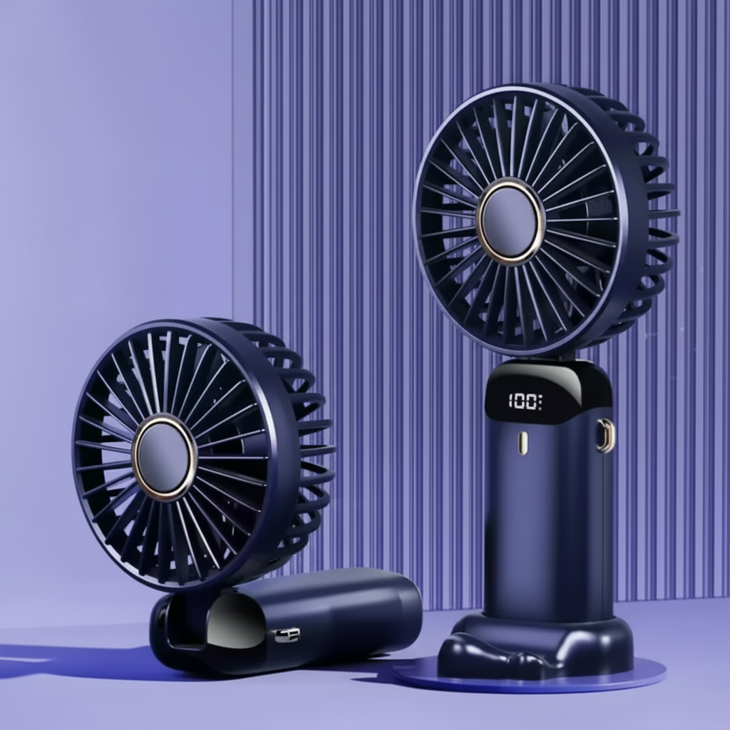 Portable Handheld Mini Fan Foldable with Neck Hanging & 5 Speeds