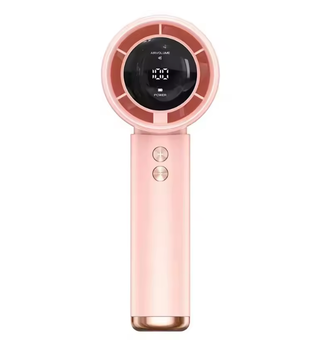 Mini Handheld Fan with LCD Display & USB Fast Charging