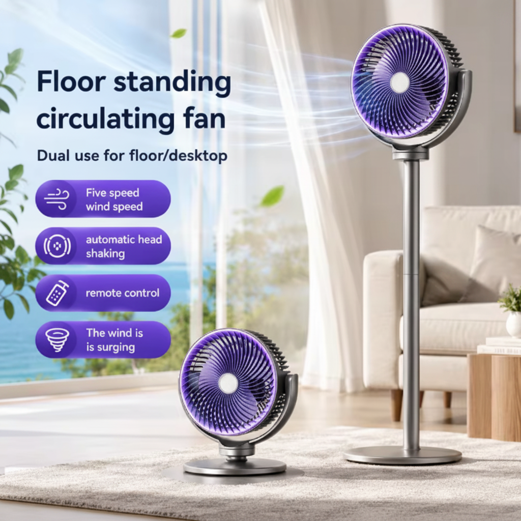 3-in-1 Modern Air Circulator Fan with different 5 Speeds & 4 Heights